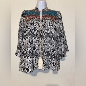 THML‎ Boho Peasant Embroidered Floral Print Oversized peasant top size Small